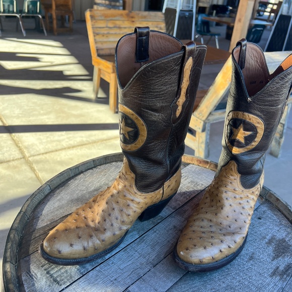 Black Jack Full Quill Ostrich Cowboy Boots 10D Handmade USA LONE STAR INLAY main image 9